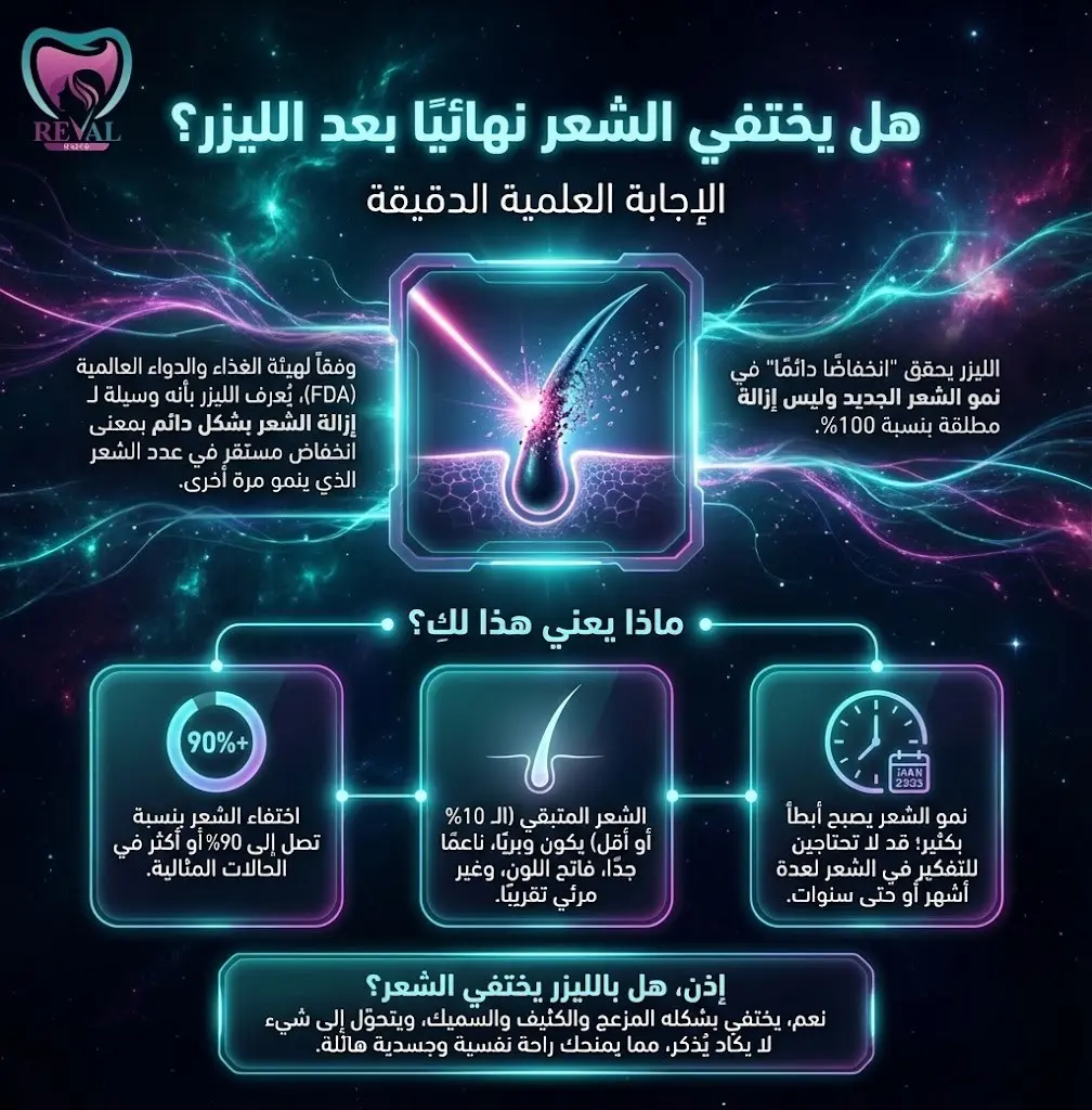 هل يختفي الشعر نهائيا بعد الليزر؟ متى أوقف جلسات الليزر نهائياً؟ دليلك لنتائج تدوم لسنوات